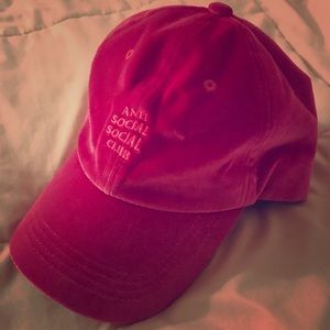 Dark pink suede Anti Social Social Club hat